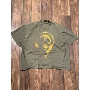 Y2K No Boundaries Vintage T-Shirt Gas Mask Spray Paint Faded Army Green Size 3XL